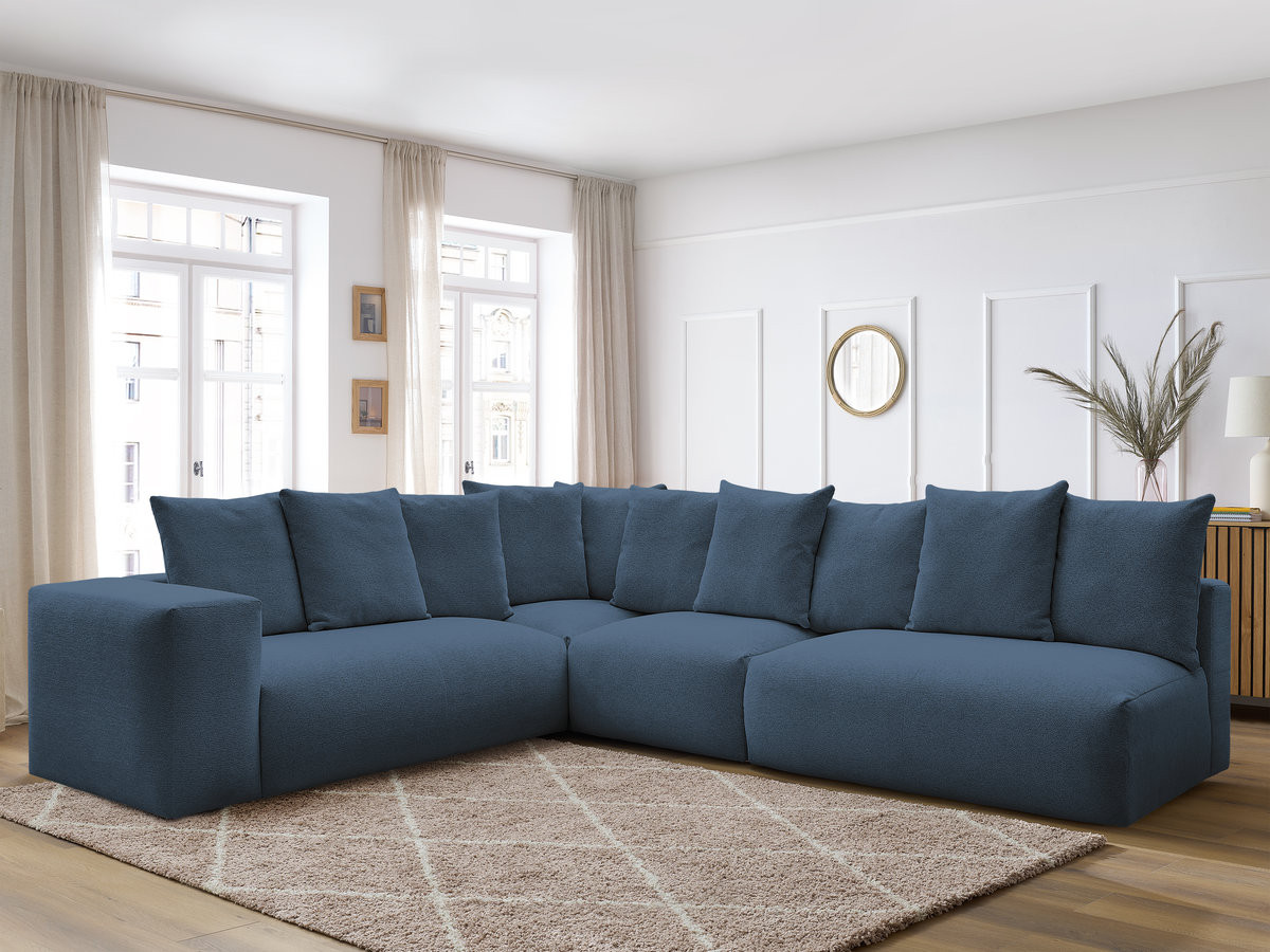 VOLTAIRE modulaire vaste hoekbank met 2 tweezitsfauteuils, 1 hoekfauteuil en 1 enkele fauteuil in gemêleerde stof