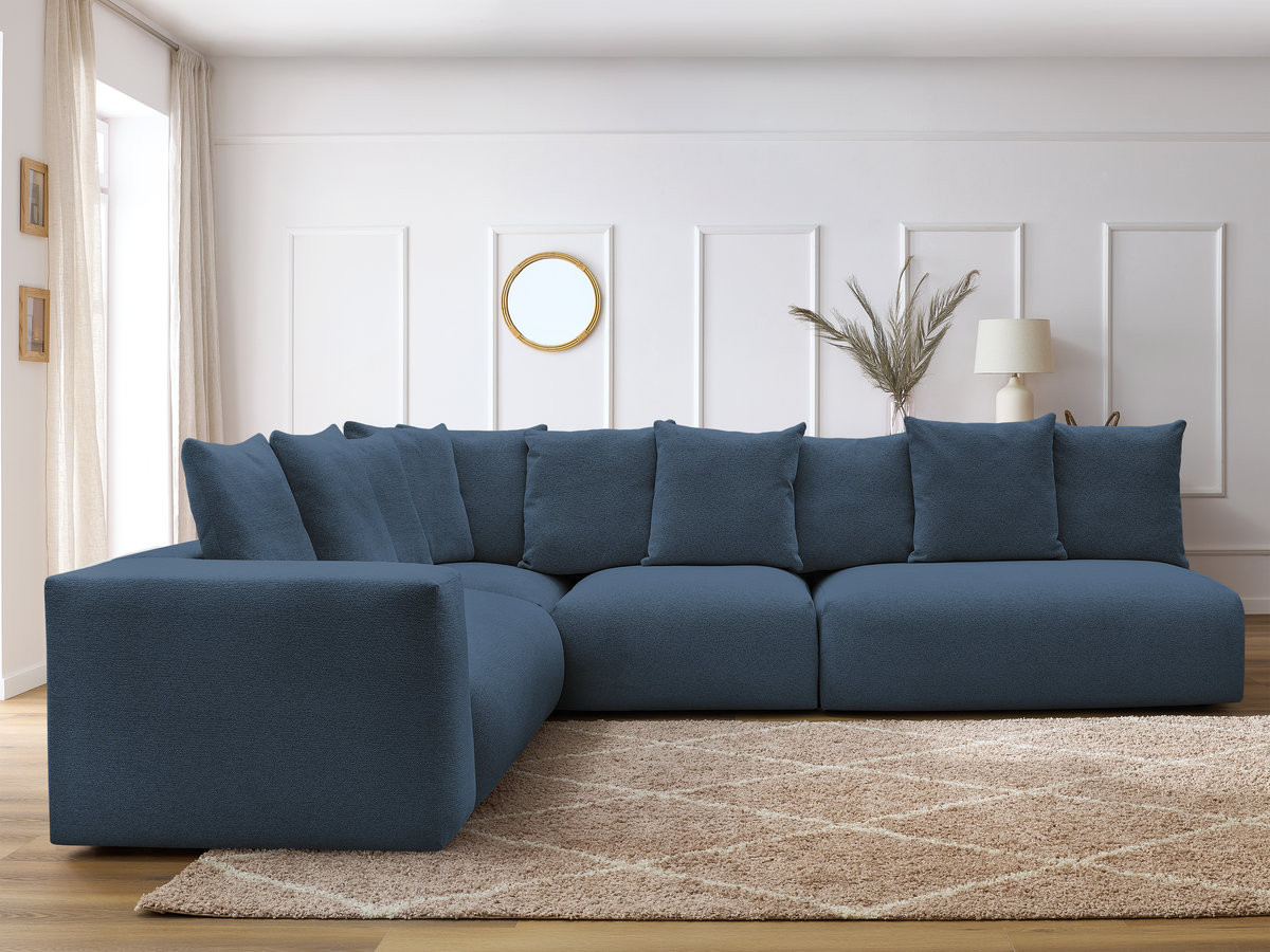VOLTAIRE modulaire vaste hoekbank met 2 tweezitsfauteuils, 1 hoekfauteuil en 1 enkele fauteuil in gemêleerde stof