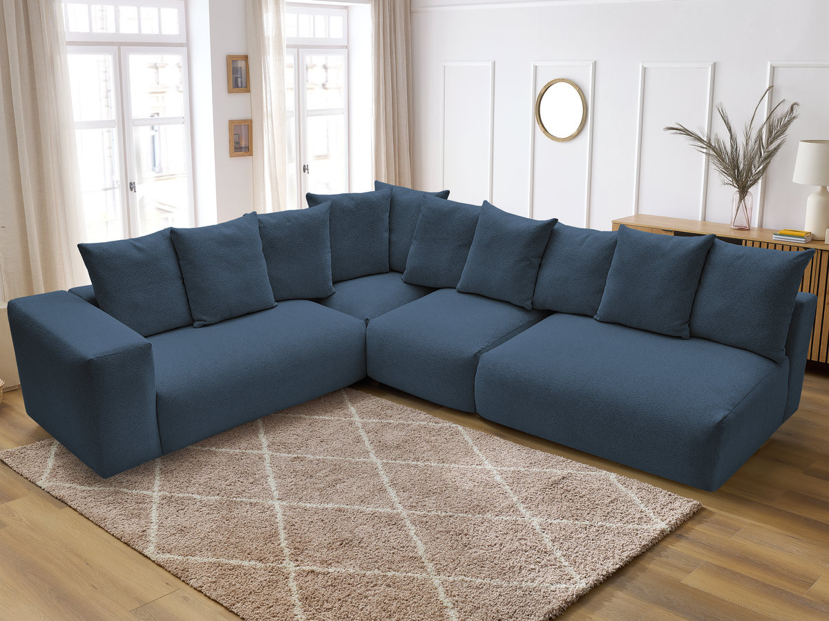 VOLTAIRE modulaire vaste hoekbank met 2 tweezitsfauteuils, 1 hoekfauteuil en 1 enkele fauteuil in gemêleerde stof