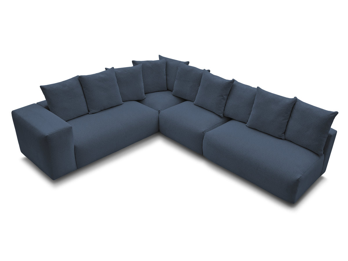 VOLTAIRE modulaire vaste hoekbank met 2 tweezitsfauteuils, 1 hoekfauteuil en 1 enkele fauteuil in gemêleerde stof
