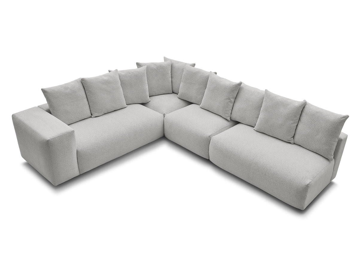 VOLTAIRE modulaire vaste hoekbank met 2 tweezitsfauteuils, 1 hoekfauteuil en 1 enkele fauteuil in gemêleerde stof