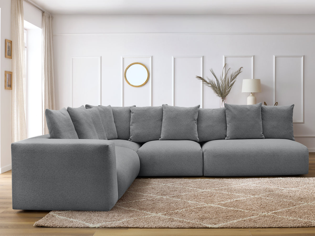 VOLTAIRE modulaire vaste hoekbank met 2 tweezitsfauteuils, 1 hoekfauteuil en 1 enkele fauteuil in gemêleerde stof