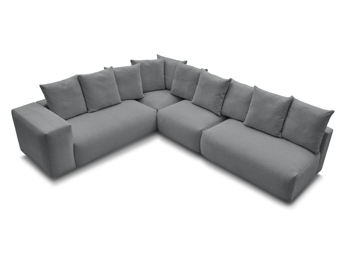 VOLTAIRE modulaire vaste hoekbank met 2 tweezitsfauteuils, 1 hoekfauteuil en 1 enkele fauteuil in gemêleerde stof