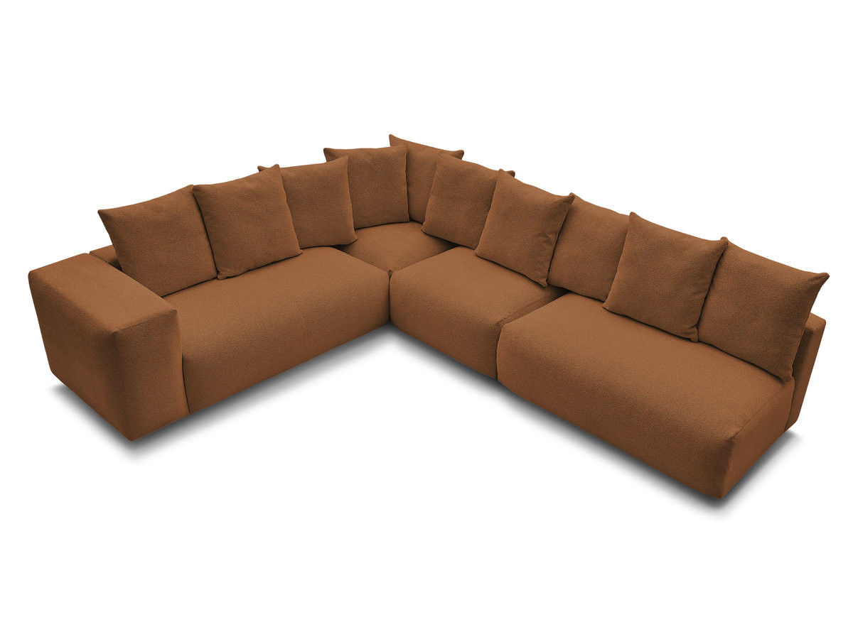 VOLTAIRE modulaire vaste hoekbank met 2 tweezitsfauteuils, 1 hoekfauteuil en 1 enkele fauteuil in gemêleerde stof
