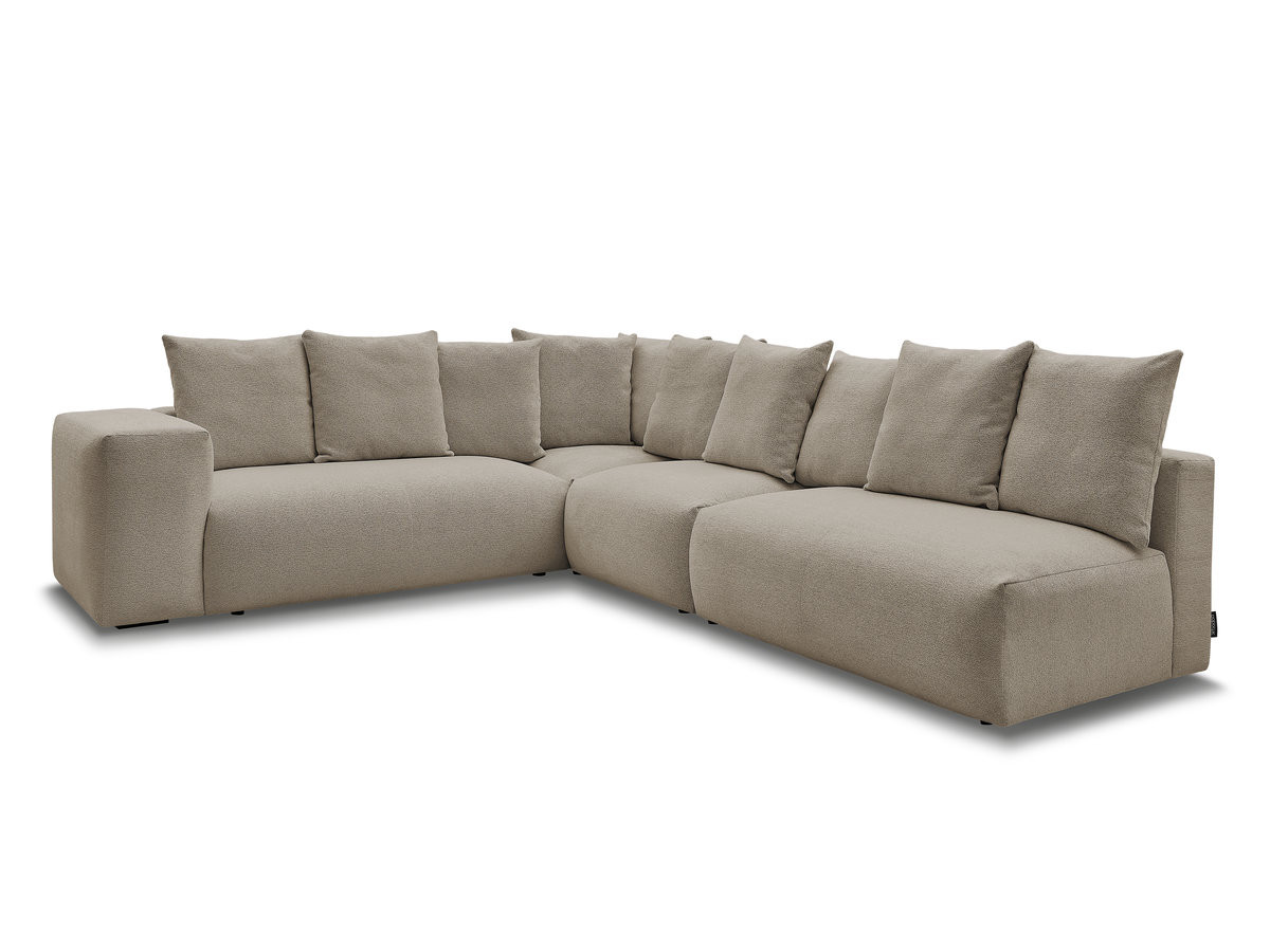 voltaire modulaire vaste hoekbank met 2 tweezitsfauteuils, 1 hoekfauteuil en 1 enkele fauteuil in gemêleerde stof gekleurd wrat
