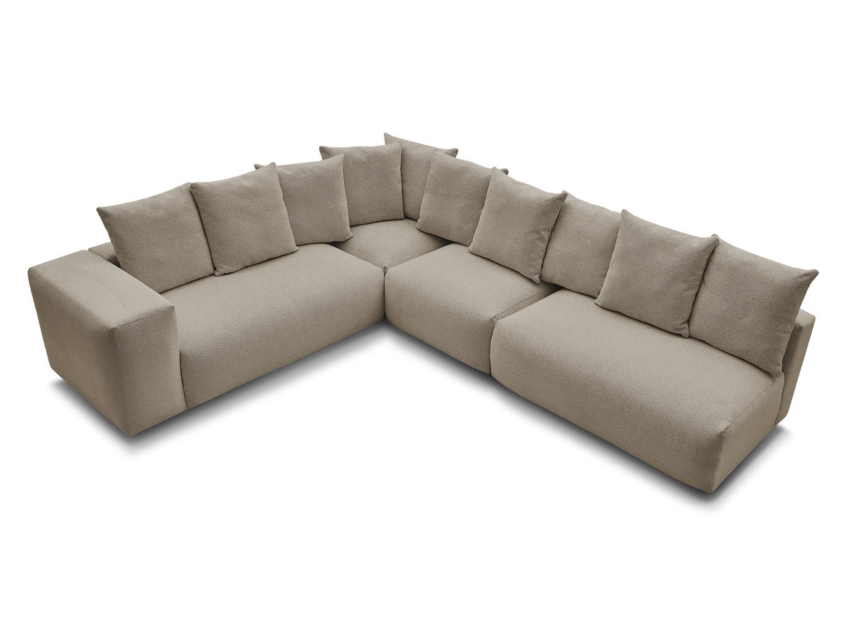VOLTAIRE modulaire vaste hoekbank met 2 tweezitsfauteuils, 1 hoekfauteuil en 1 enkele fauteuil in gemêleerde stof