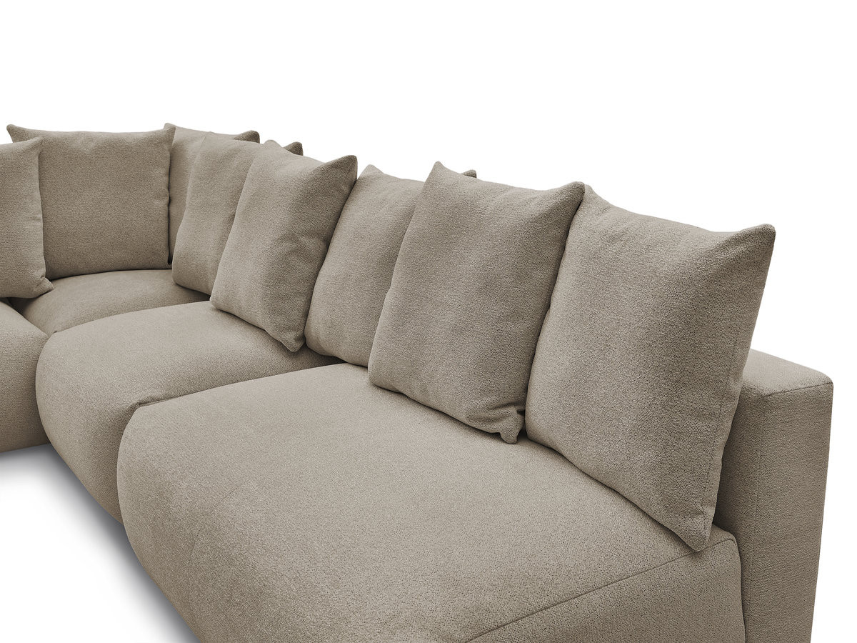 VOLTAIRE modulaire vaste hoekbank met 2 tweezitsfauteuils, 1 hoekfauteuil en 1 enkele fauteuil in gemêleerde stof