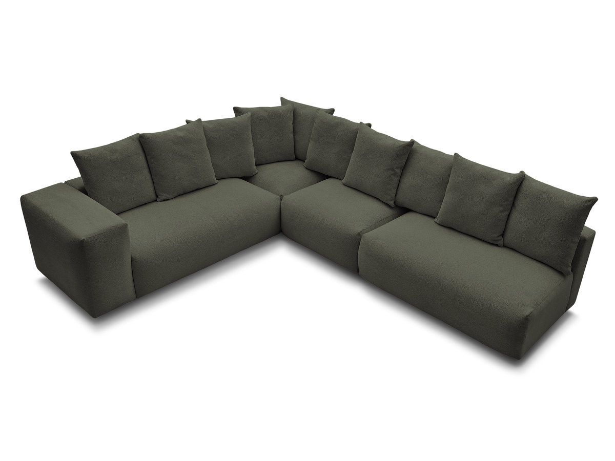 VOLTAIRE modulaire vaste hoekbank met 2 tweezitsfauteuils, 1 hoekfauteuil en 1 enkele fauteuil in gemêleerde stof