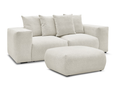 Canapé droit fixe modulable VOLTAIRE tissu chiné avec pouf