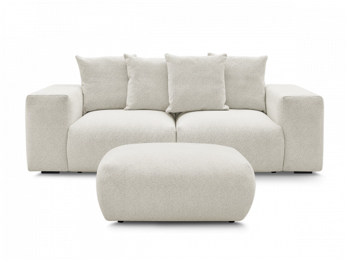 Canapé droit fixe modulable VOLTAIRE tissu chiné avec pouf