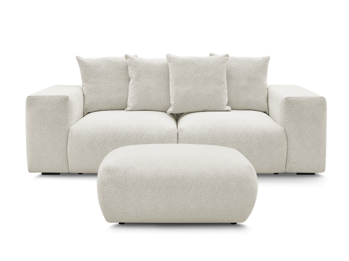Canapé droit modulable VOLTAIRE chiné avec pouf blanc