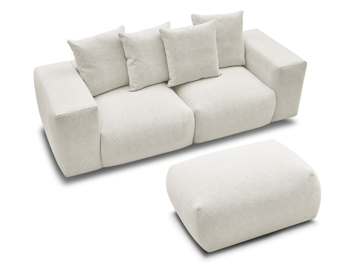 Canapé droit modulable VOLTAIRE chiné avec pouf blanc — vue 4