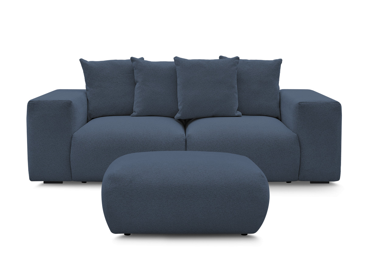 Canapé droit modulable VOLTAIRE chiné avec pouf bleu foncé