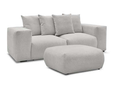 Canapé droit fixe modulable VOLTAIRE tissu chiné avec pouf