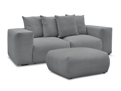Canapé droit fixe modulable VOLTAIRE tissu chiné avec pouf