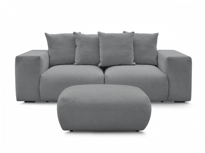 Canapé droit fixe modulable VOLTAIRE tissu chiné avec pouf