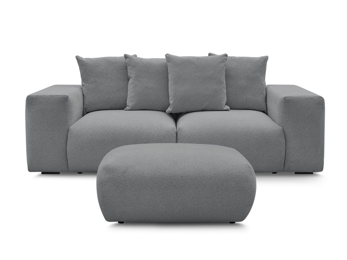 Canapé droit modulable VOLTAIRE chiné avec pouf gris foncé