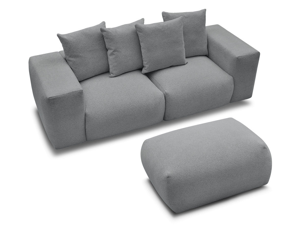 Canapé droit modulable VOLTAIRE chiné avec pouf gris foncé — vue 4