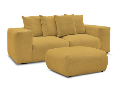 Canapé droit fixe modulable VOLTAIRE tissu chiné avec pouf