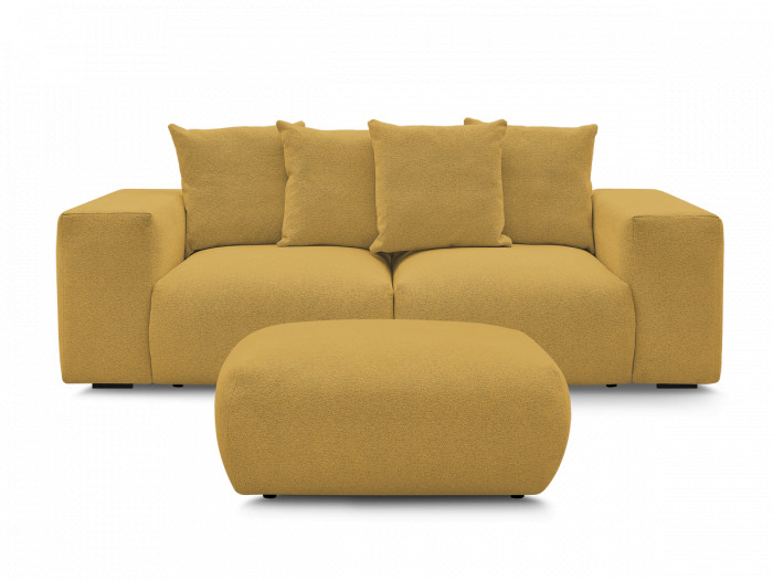 Canapé droit fixe modulable VOLTAIRE tissu chiné avec pouf