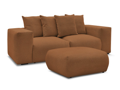 Canapé droit fixe modulable VOLTAIRE tissu chiné avec pouf
