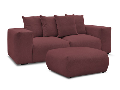 Canapé droit fixe modulable VOLTAIRE tissu chiné avec pouf