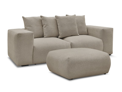 Canapé droit fixe modulable VOLTAIRE tissu chiné avec pouf