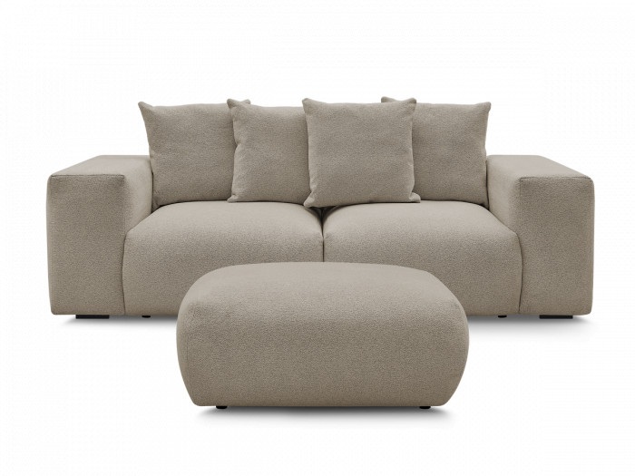 Canapé droit fixe modulable VOLTAIRE tissu chiné avec pouf
