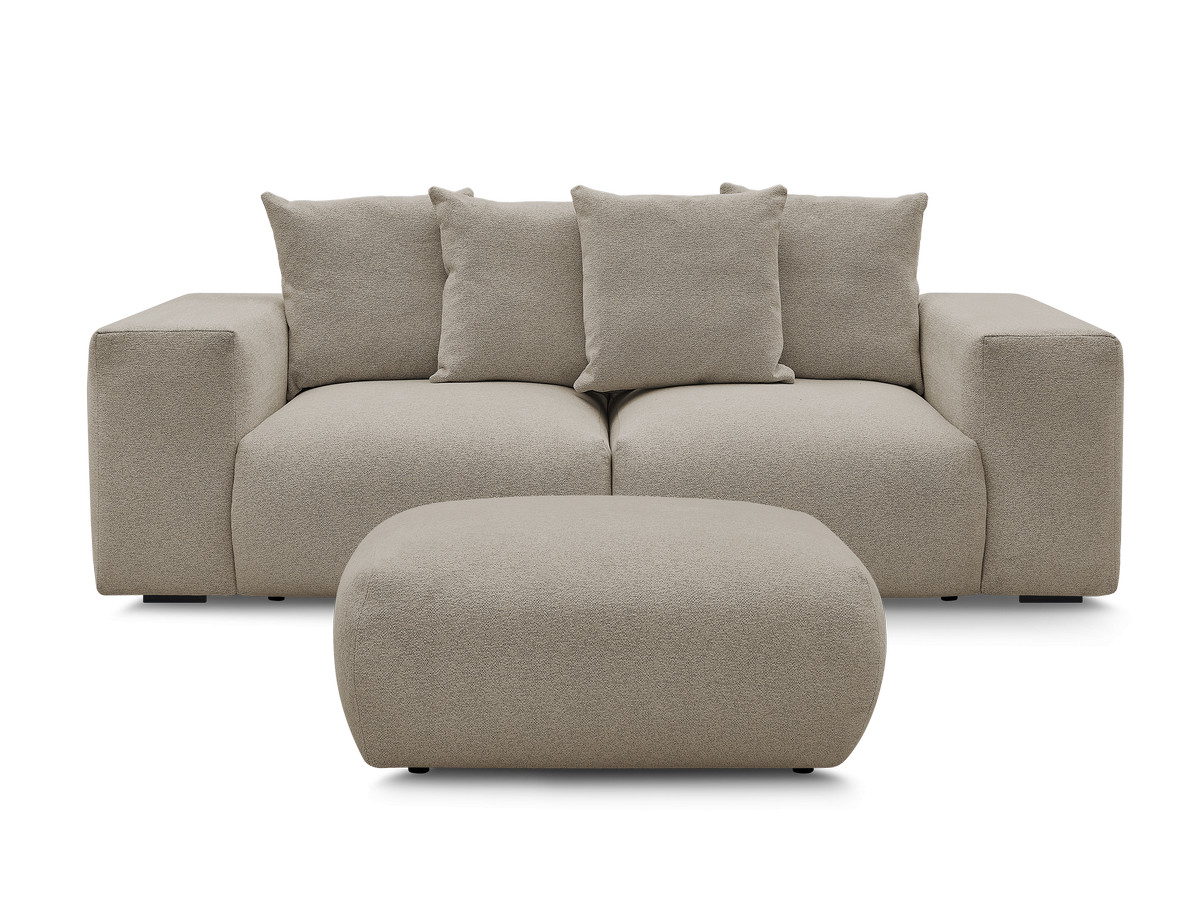 Canapé droit modulable VOLTAIRE chiné avec pouf taupe