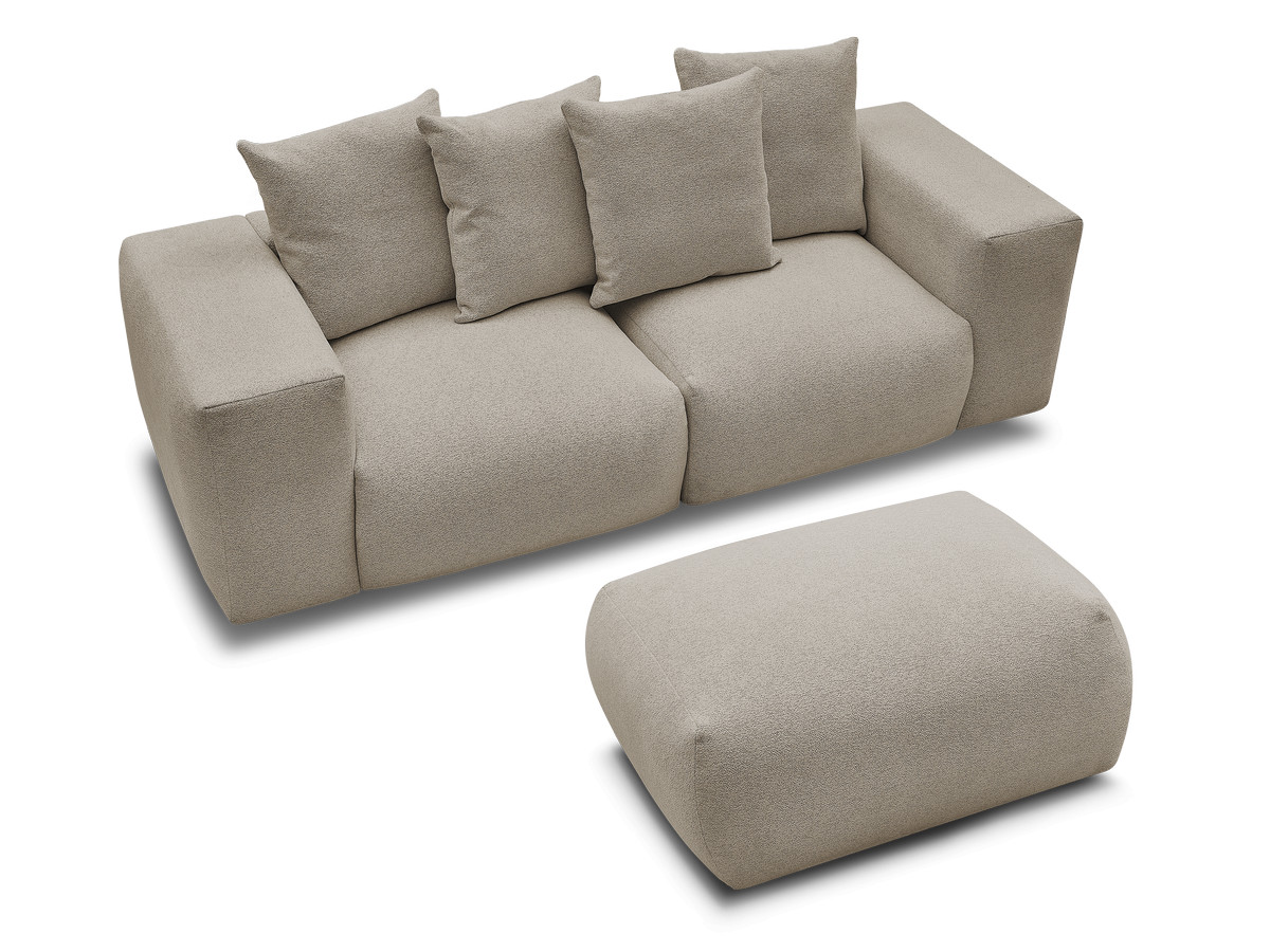 Canapé droit modulable VOLTAIRE chiné avec pouf taupe — vue 4