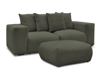 Canapé droit fixe modulable VOLTAIRE tissu chiné avec pouf