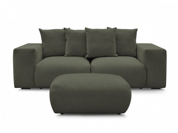 Canapé droit fixe modulable VOLTAIRE tissu chiné avec pouf
