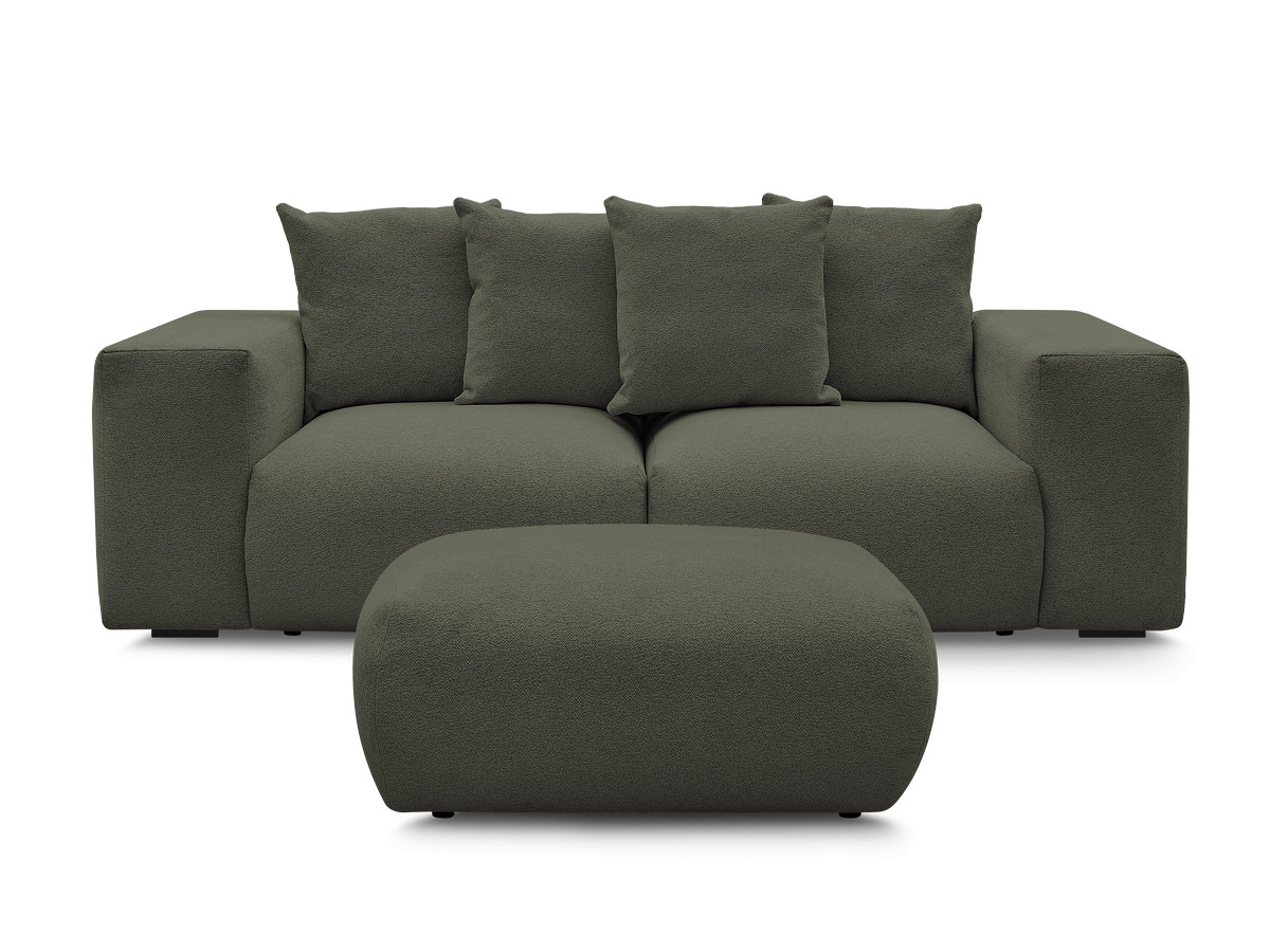 Canapé droit modulable VOLTAIRE chiné avec pouf vert