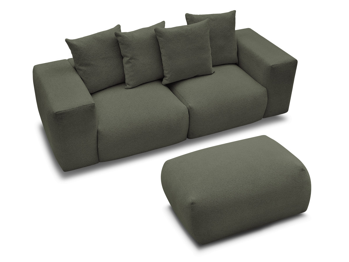 Canapé droit modulable VOLTAIRE chiné avec pouf vert — vue 4