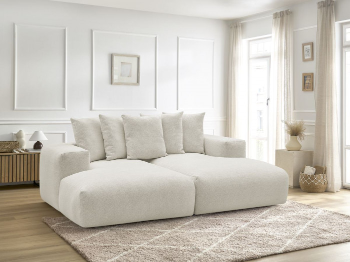 Canapé droit fixe 4 places VOLTAIRE assise profonde tissu chiné