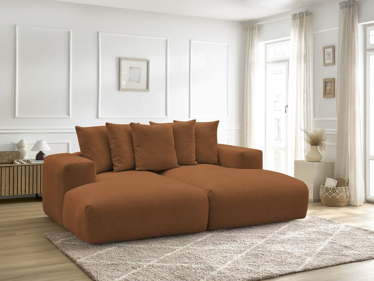 Canapé droit 4 places VOLTAIRE assise profonde chiné orange — vue 4