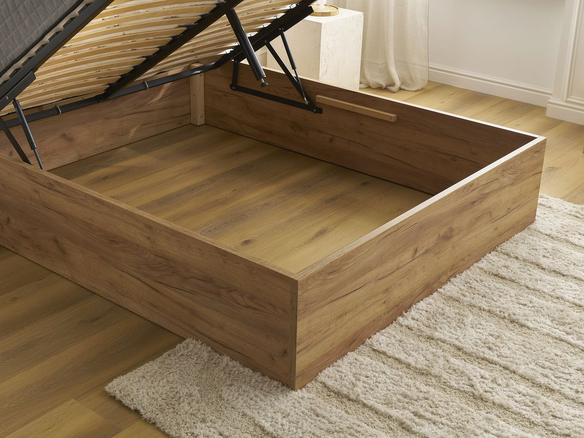 Coffre NIRA en 160 x 200 cm, matelas CAPUCINE, couette tempérée en 240 x 260 cm RE-DREAM, deux oreillers RE-DREAM en 60 x 60 cm