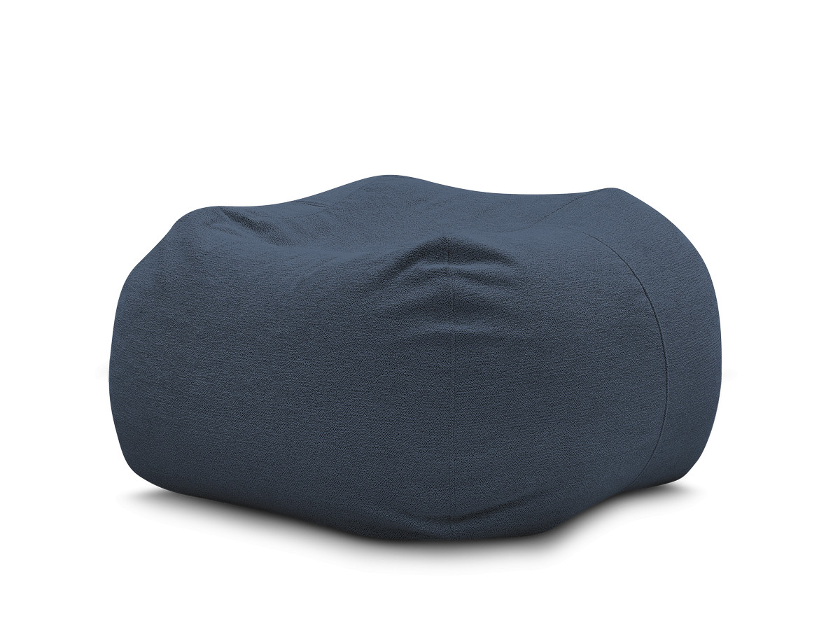pouf ultra moelleux voltaire tissu chiné de couleur bleu foncé
