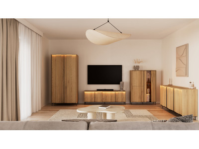 Armoire 2 portes 200 cm TILIA avec LED imitation chêne