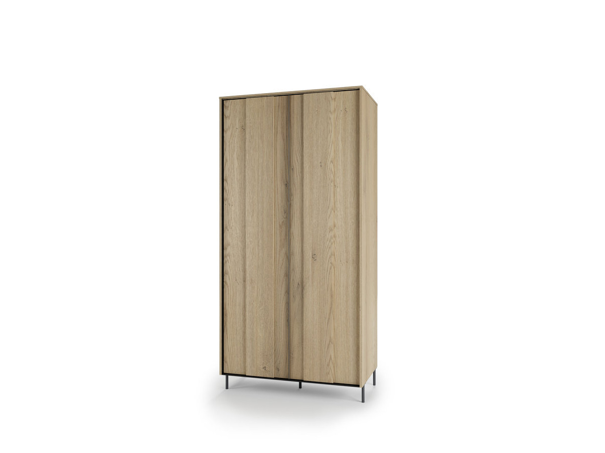 Armoire 2 portes 200 cm TILIA avec LED imitation chêne