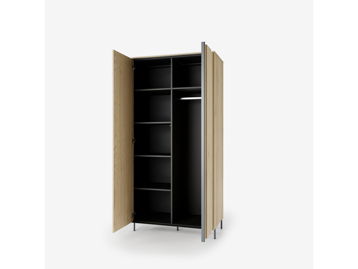 Armoire 2 portes 200 cm TILIA avec LED imitation chêne