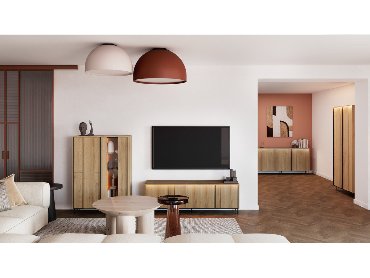 Armoire 2 portes 200 cm TILIA avec LED imitation chêne