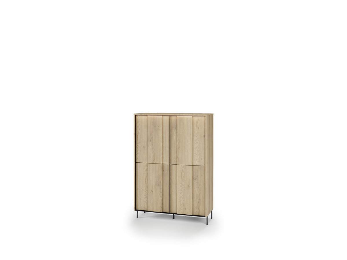 Buffet haut 4 portes 99 cm TILIA imitation chêne avec LED — vue 3