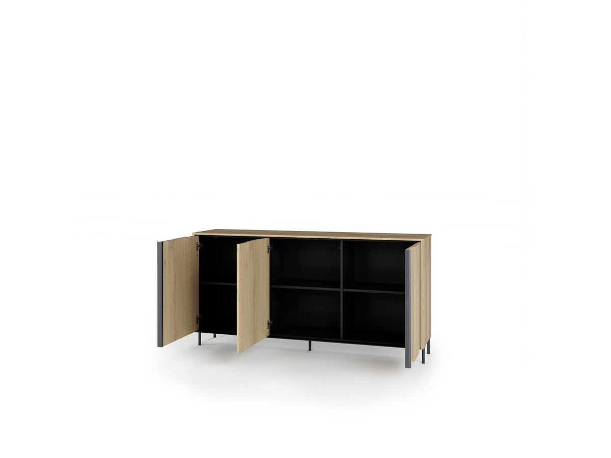 Buffet 3 portes 167 cm TILIA imitation chêne avec LED