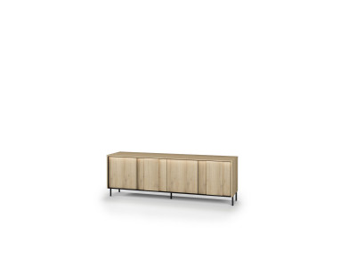 Meuble TV 4 portes 167 cm TILIA imitation chêne avec LED