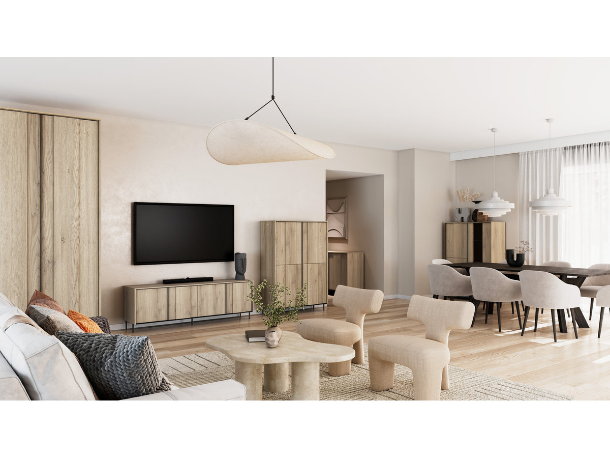 Ensemble TILIA avec buffet + meuble TV 167 cm imitation chêne avec LED