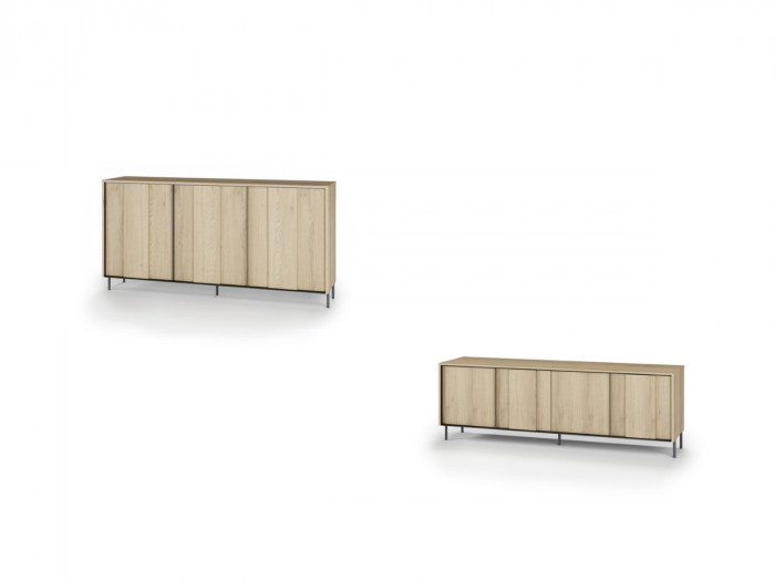 Ensemble TILIA avec buffet + meuble TV 167 cm imitation chêne avec LED