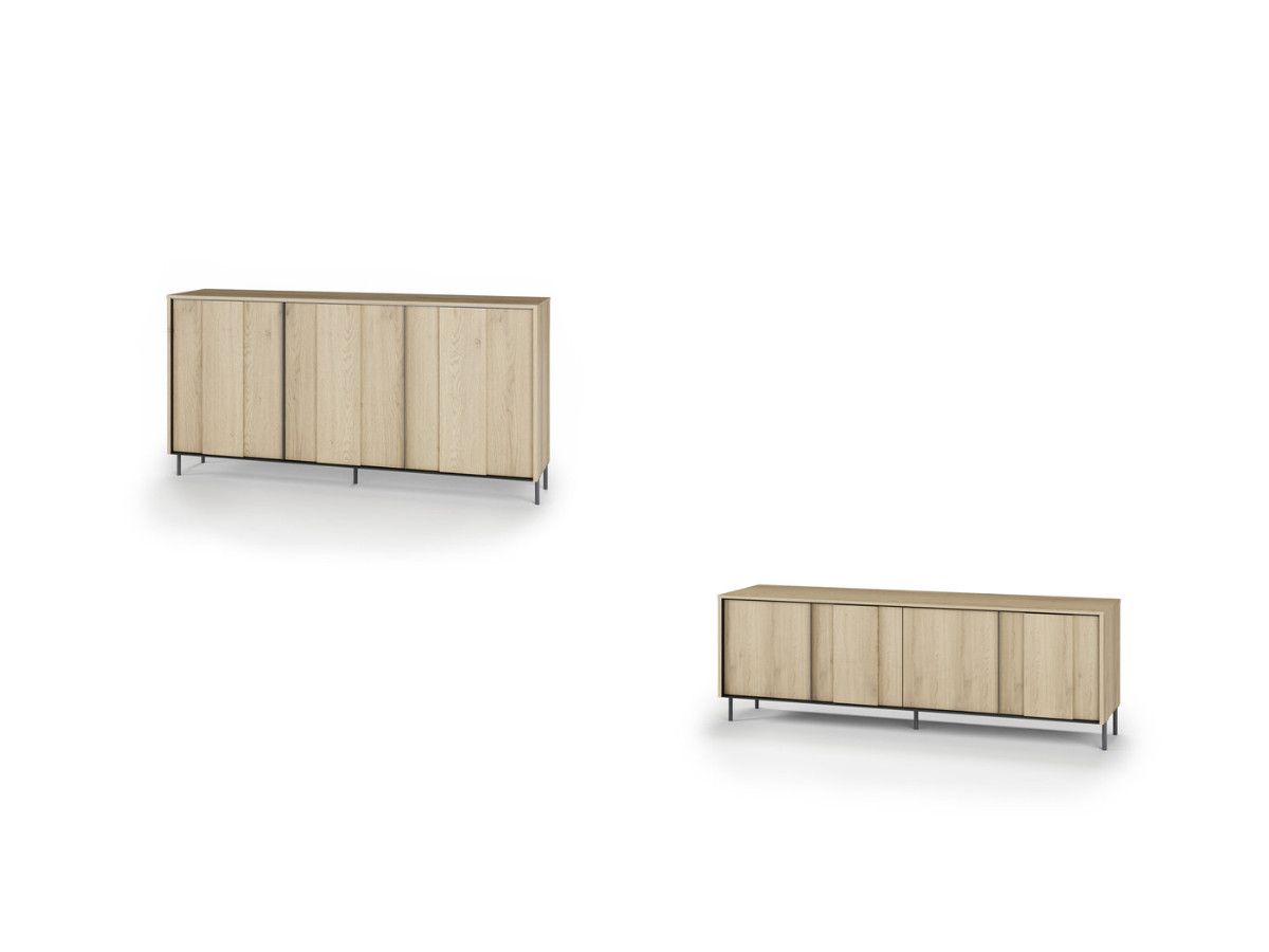 Buffet 3 portes 167 cm TILIA imitation chêne avec LED