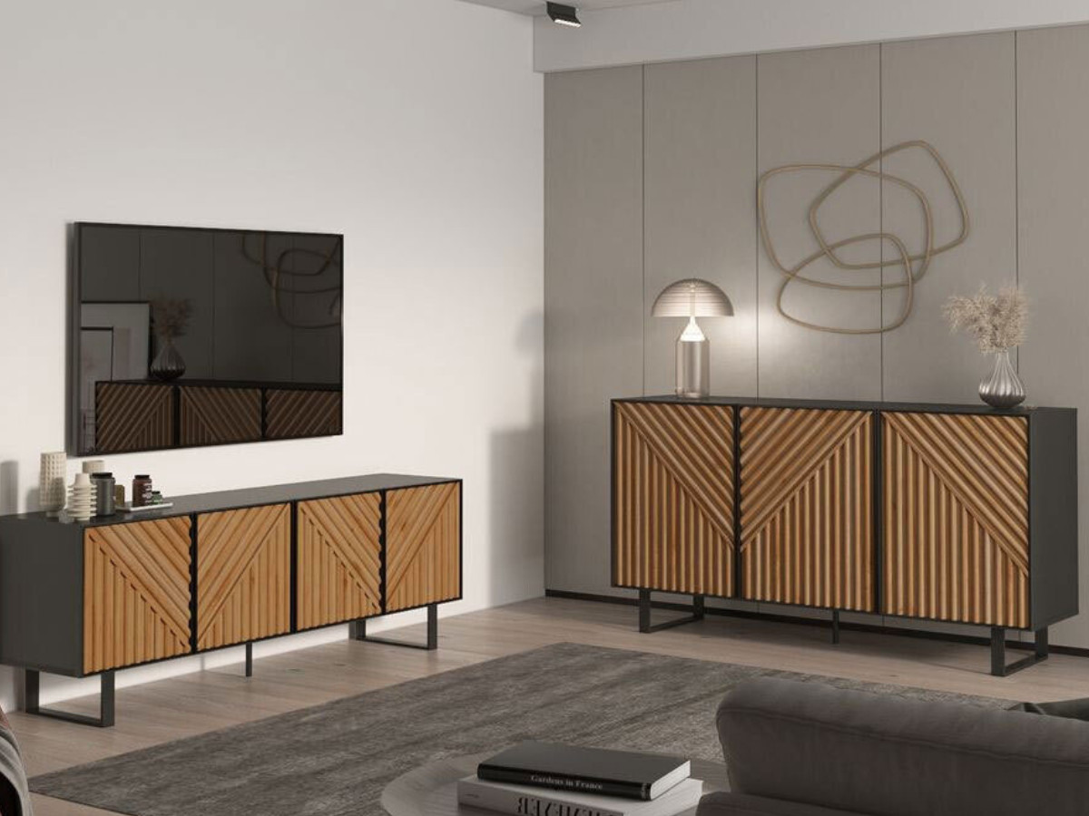Buffet 3 portes 151 cm ALAIA effet chêne