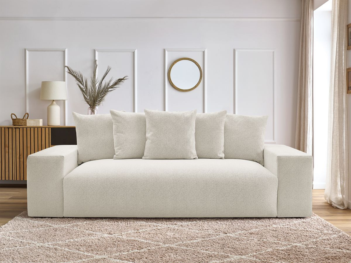Canapé droit fixe 3 places VOLTAIRE tissu chiné